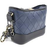 Aged Calfskin Quilted Small Gabrielle Hobo Navy Black