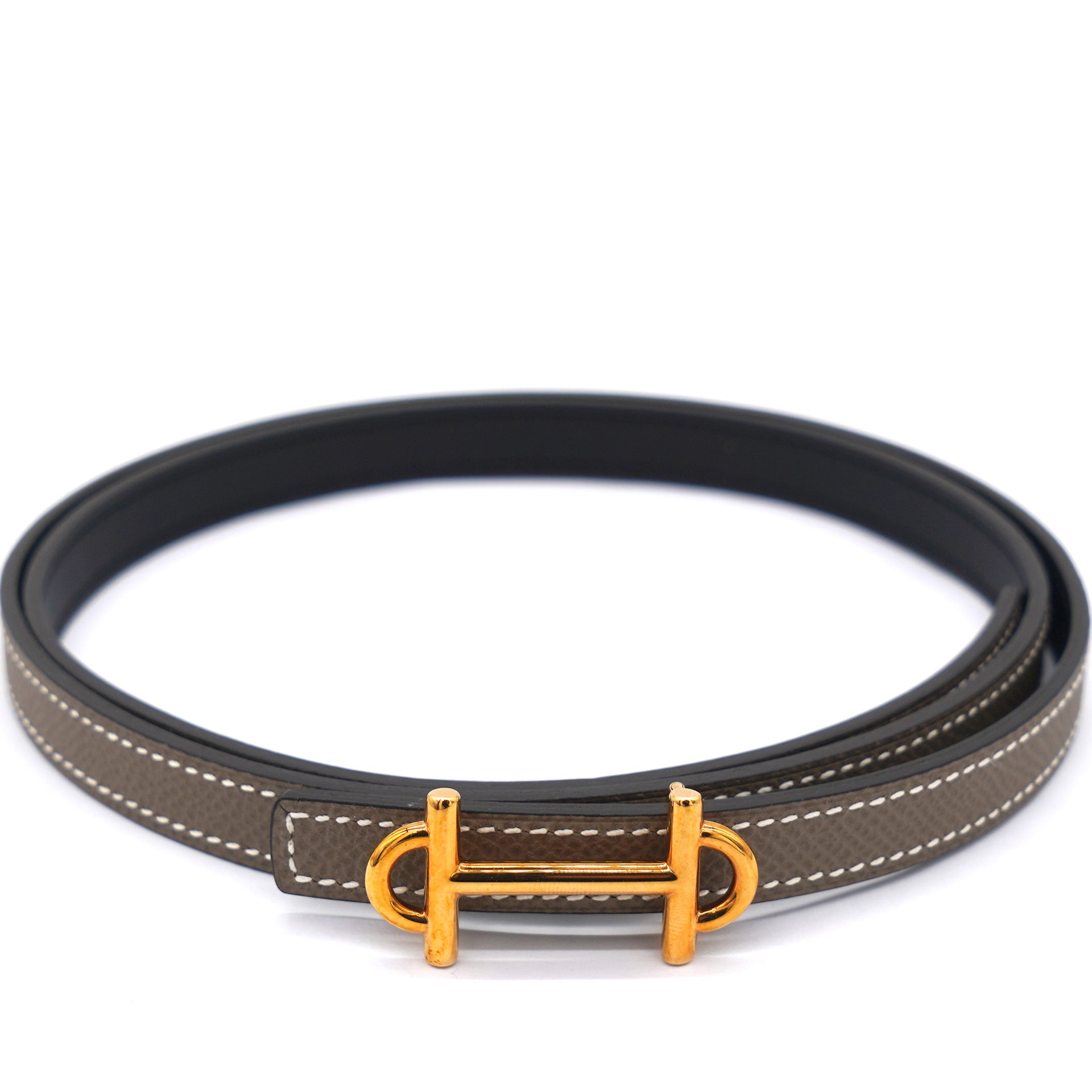 Shop HERMES Gamma belt buckle & Reversible leather belt 13 mm by