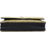 Yellow and Black Patent Calfskin Striped Wallet on Chain