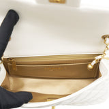 Pearl Crush Rectangular Flap Bag White Lambskin Antique Gold Hardware