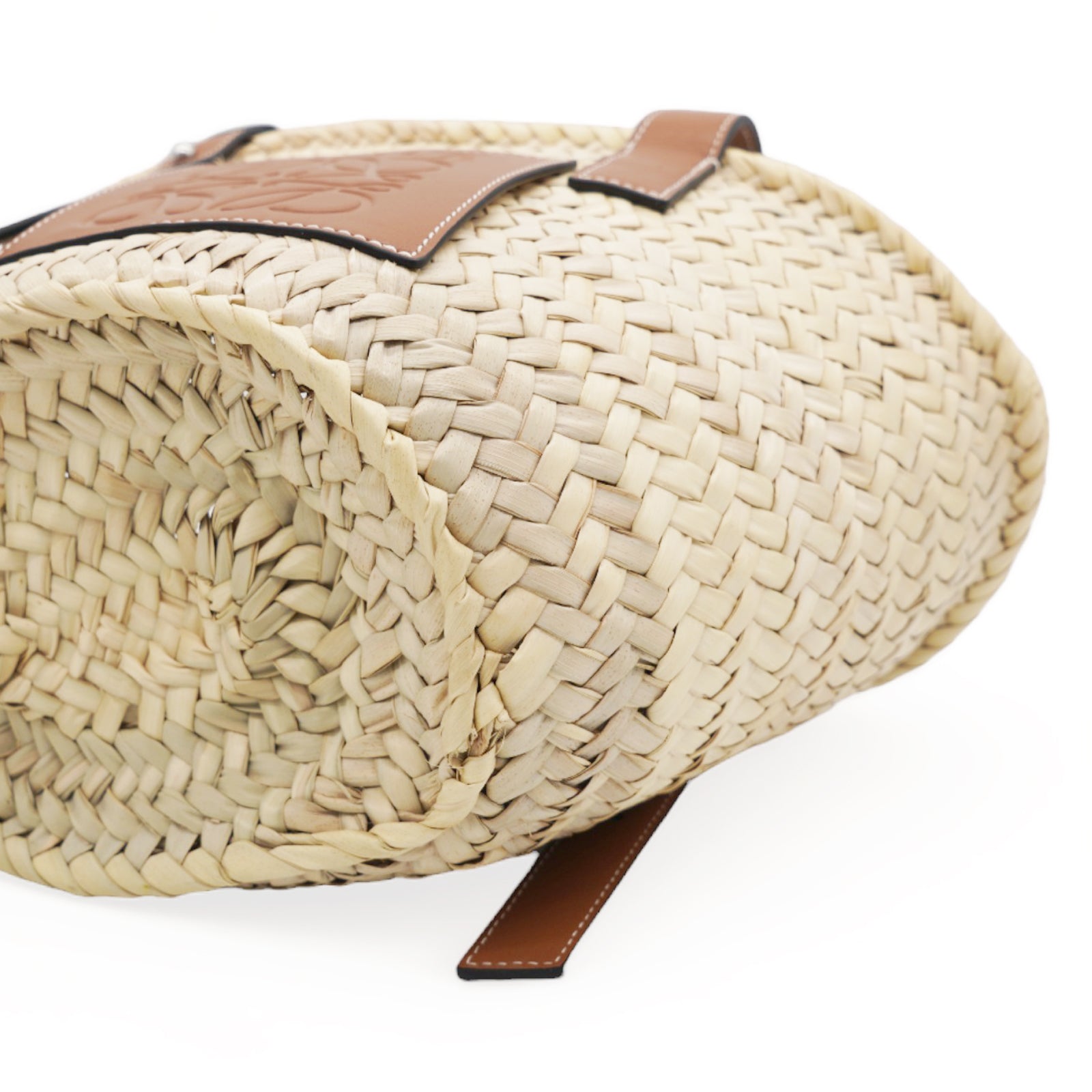 Small Basket Bag In Palm Leaf And Calfskin Natural/Tan