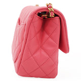 Quilted Pink Square Lambskin Pearl Crush bag