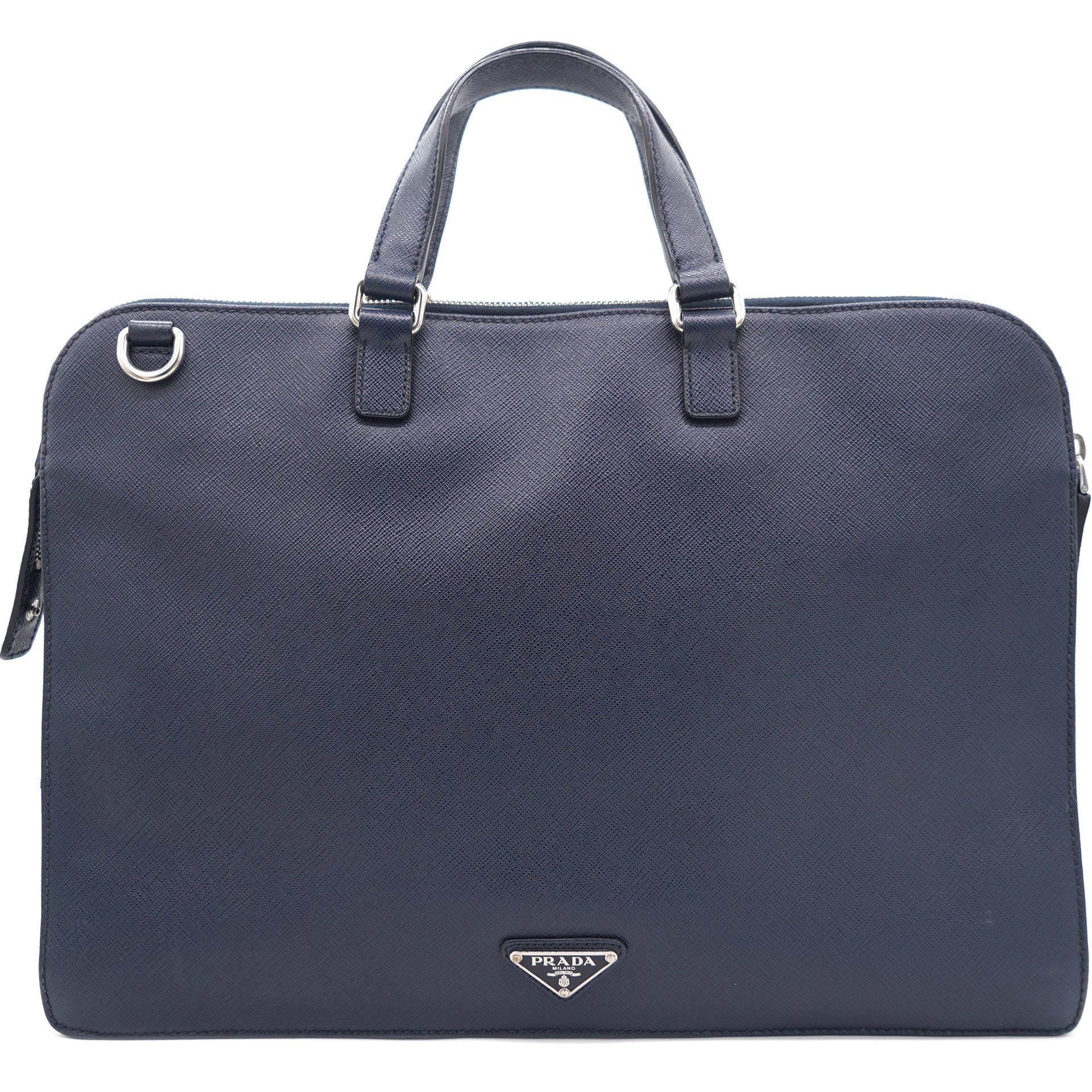 Saffiano Lux Leather Travel Briefcase Navy