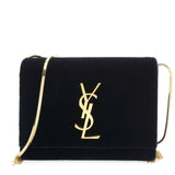 Velvet Monogram Small Kate Slide Chain Crossbody Box Bag Black
