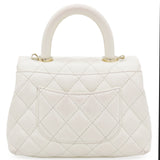 Caviar Quilted Mini Coco Handle Flap White