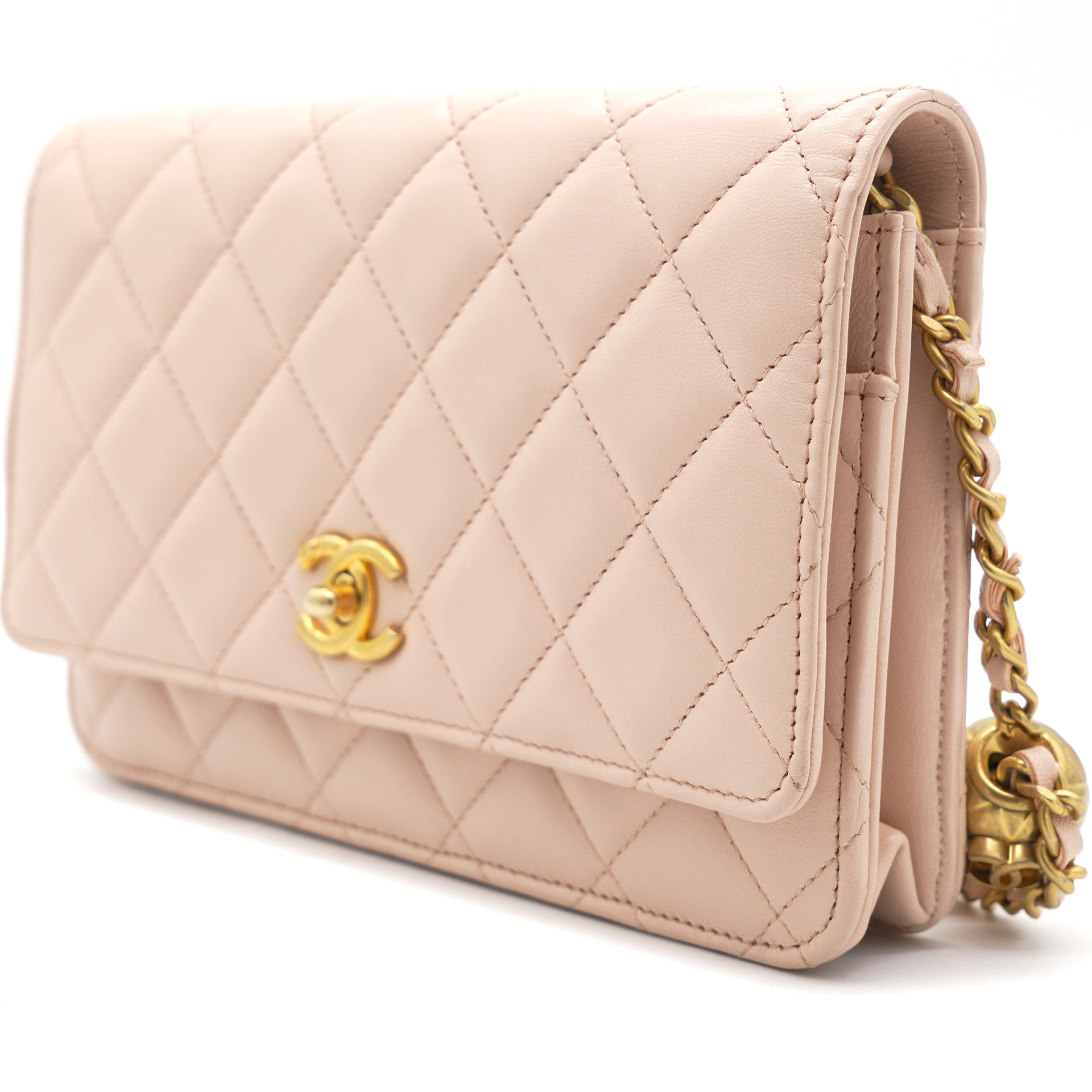 Chanel 2022 Fuchsia Pink Beige Quilted Tweed CC Chain Small Flap