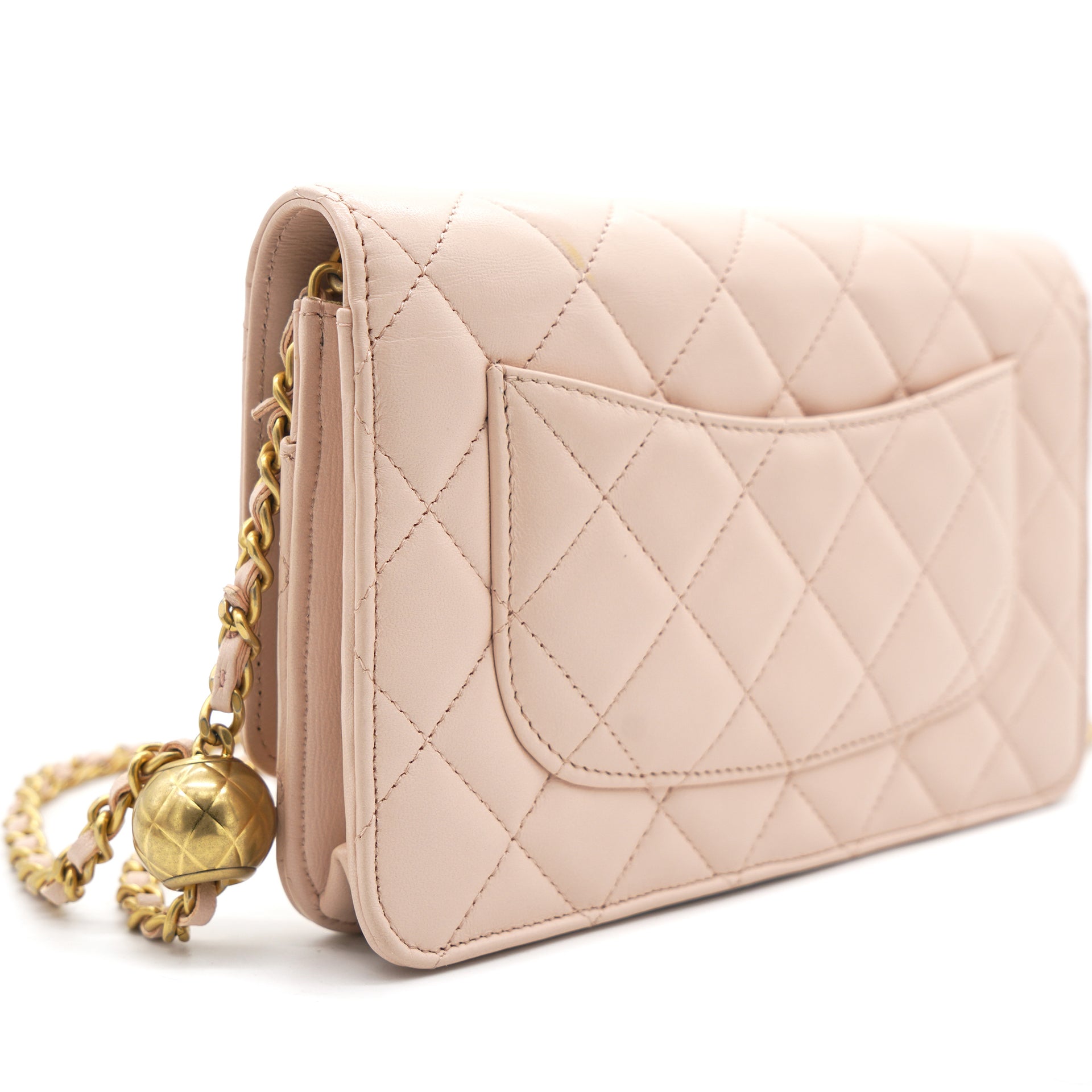 Chanel Quilted Wallet on Chain WOC Adjustable Chain Beige Lambskin
