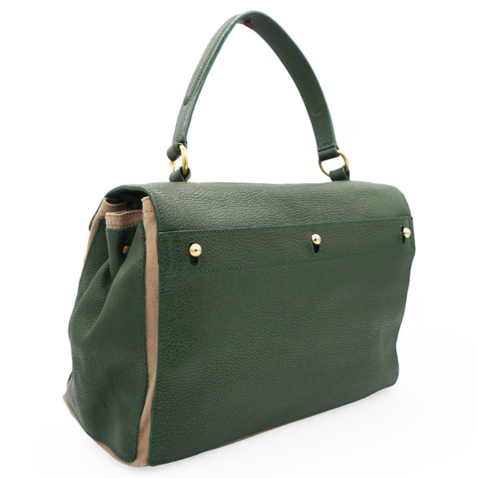 Green/Beige Leather and Canvas Muse Two Bag