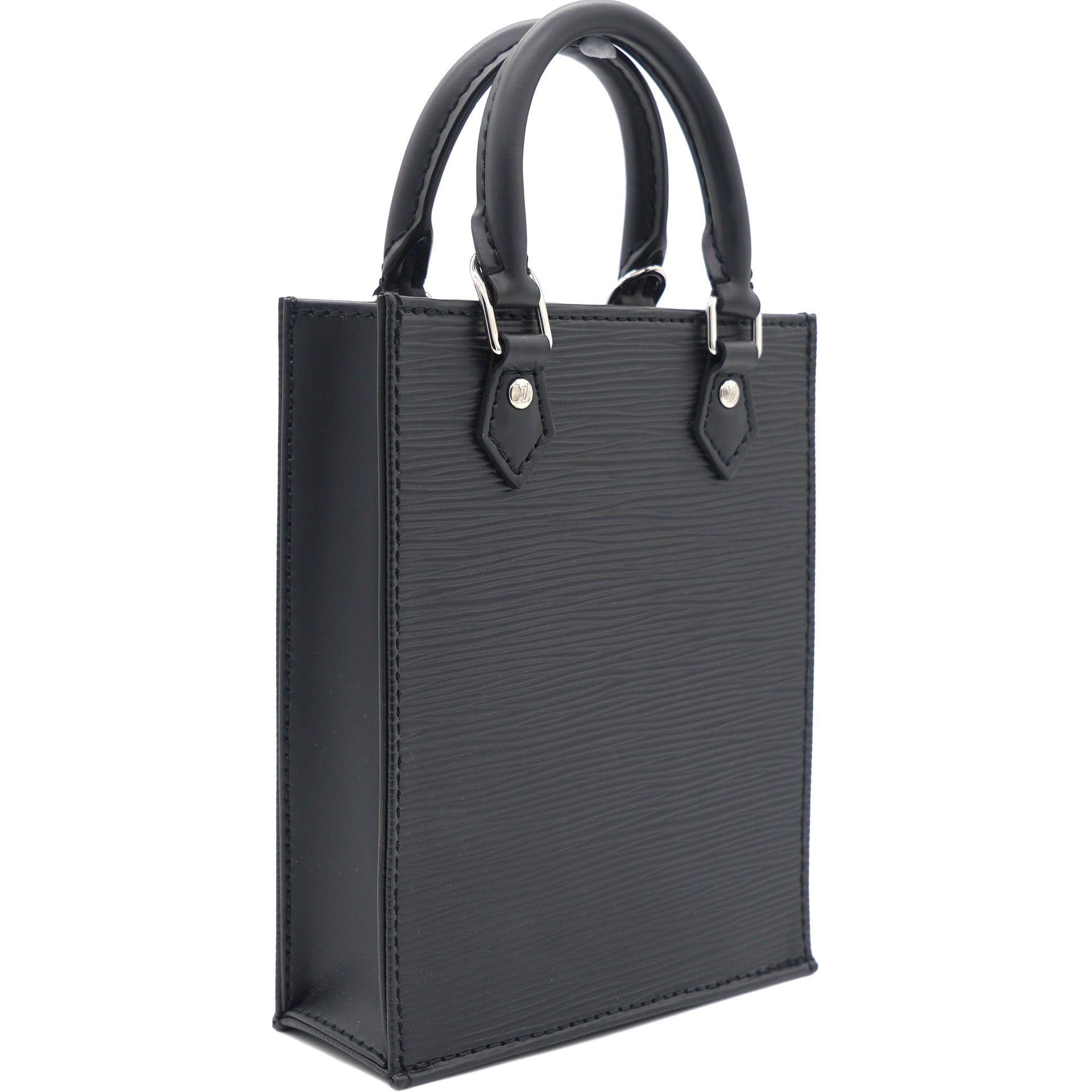 Louis Vuitton Petit Sac Plat Epi Leather Crossbody Bag Black