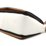 Smooth Calfskin Medium Frame Shoulder Bag Tan Optic White