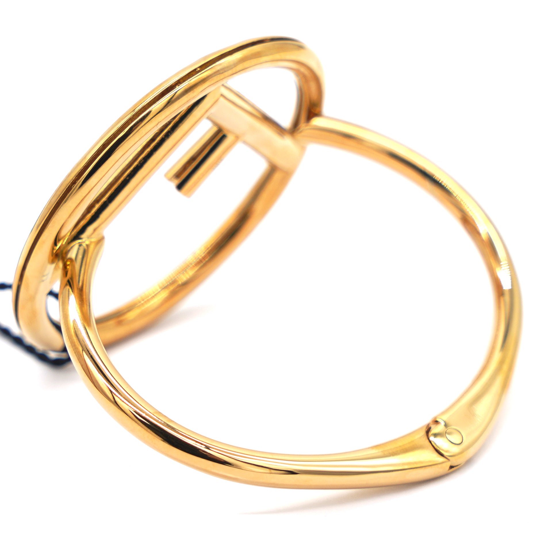 F is Fendi Gold Tone Narrow Bangle Bracelet
