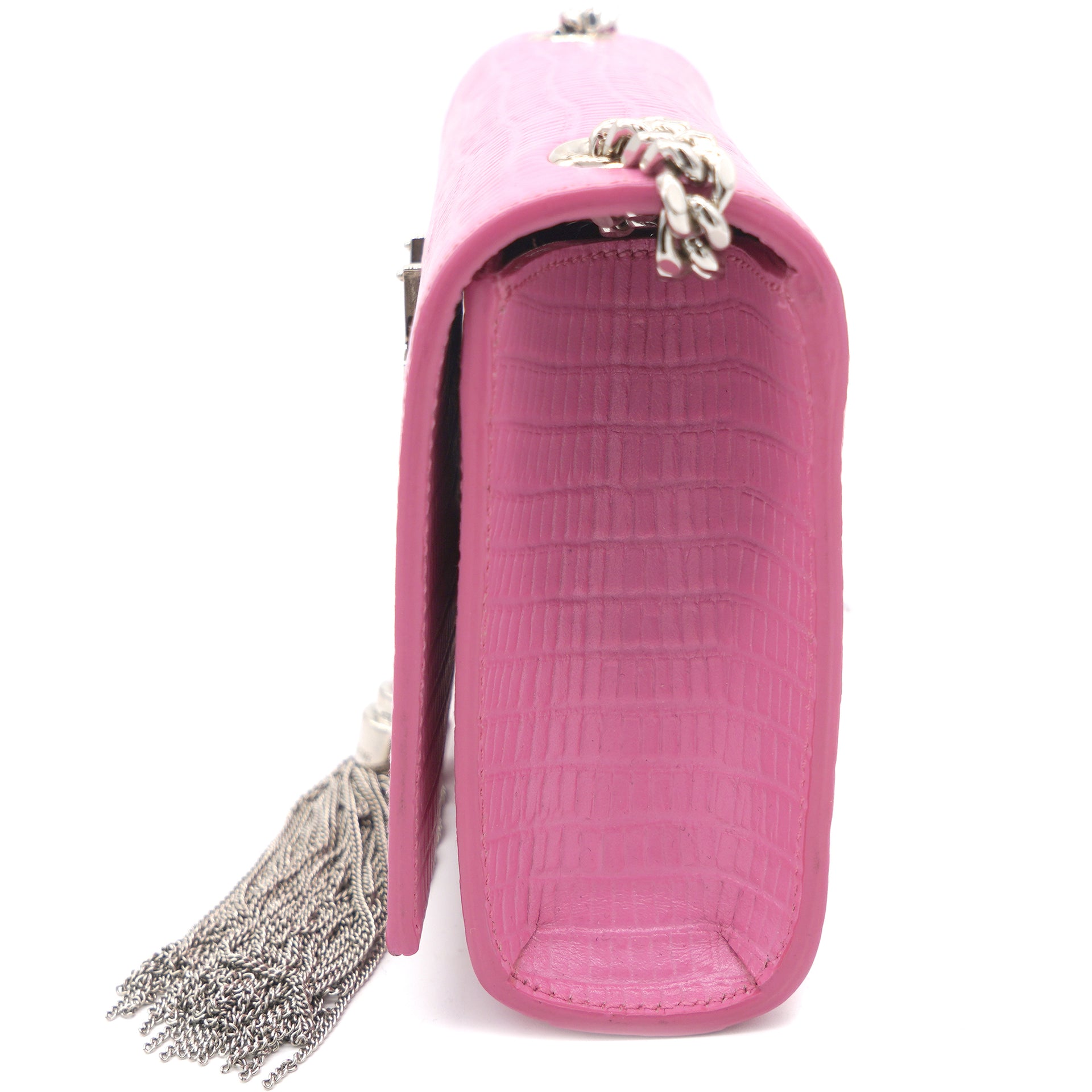 Embossed Calfskin Mini Kate Tassel Pink
