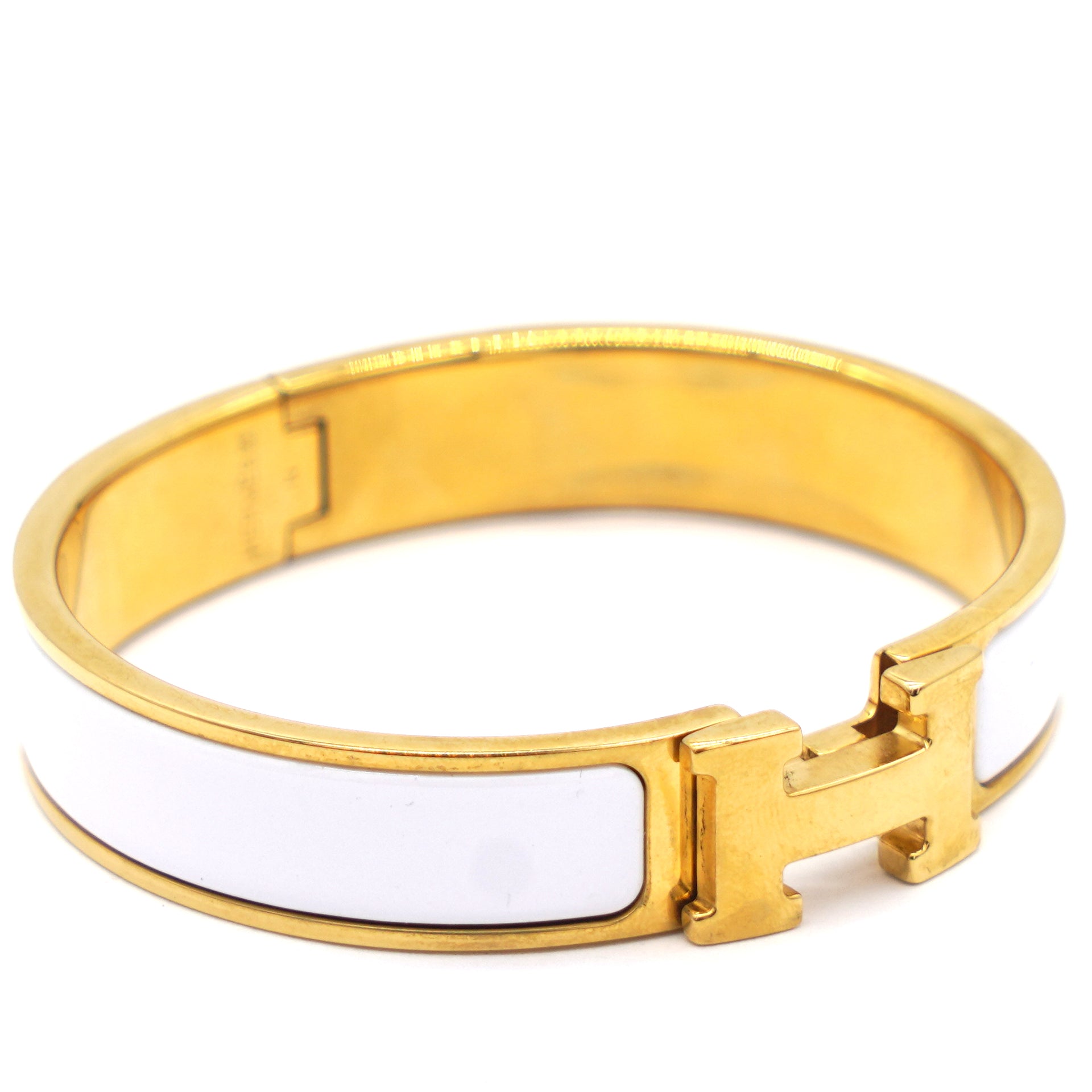 Enamel Clic H Bracelet PM Blanc Yellow Gold