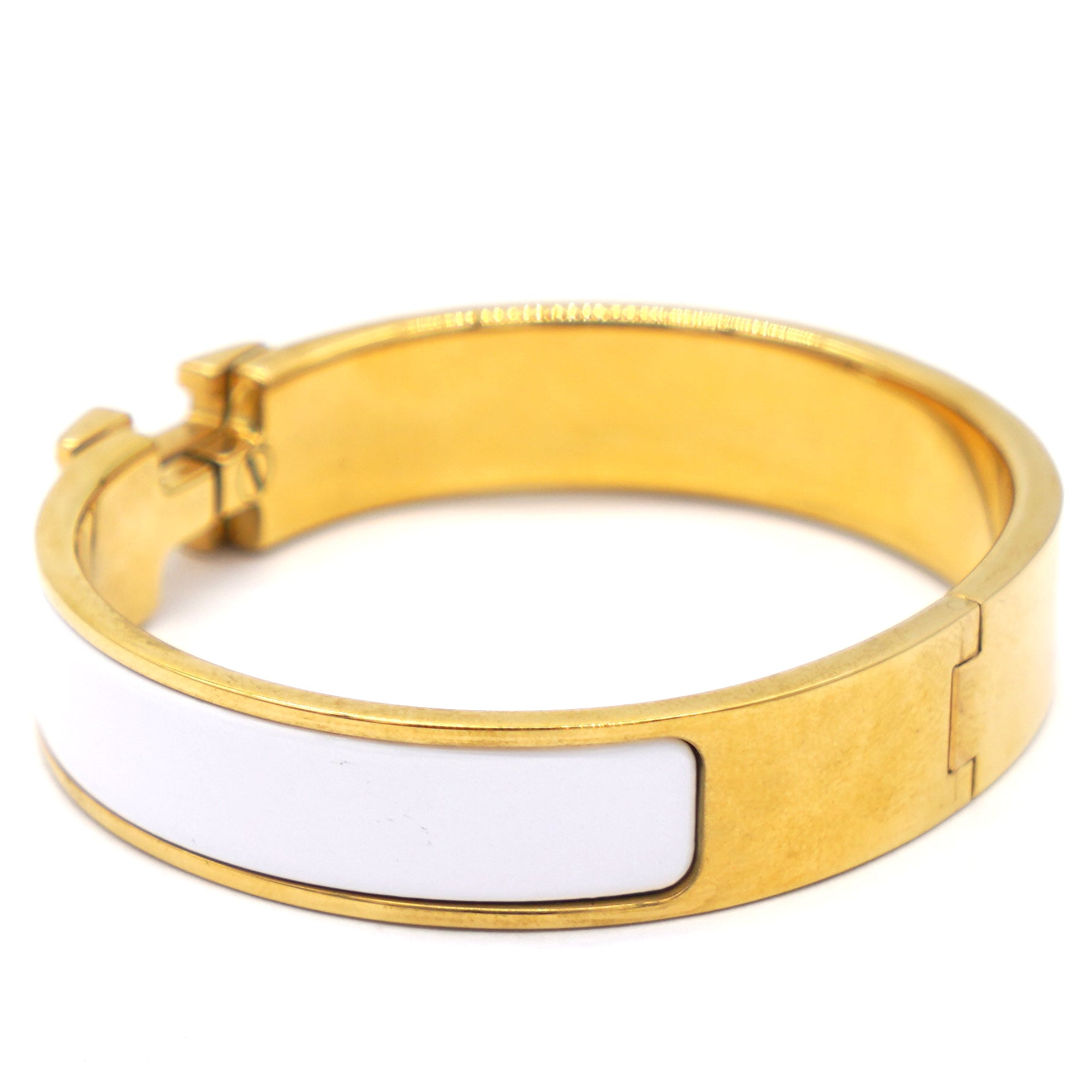 Enamel Clic H Bracelet PM Blanc Yellow Gold