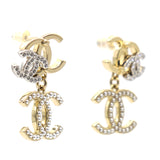 Triple CC Crystal Drop Earrings