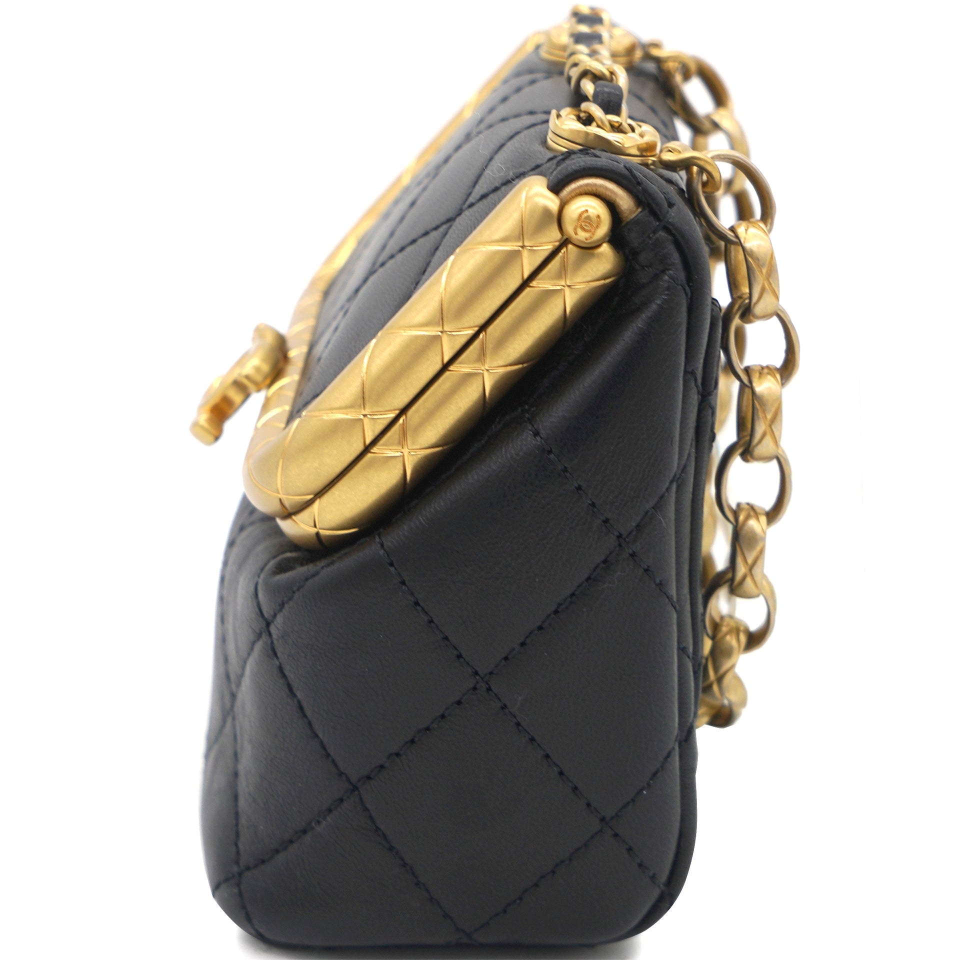 Chanel Kiss lock Clasp Bag Lambskin Black – STYLISHTOP