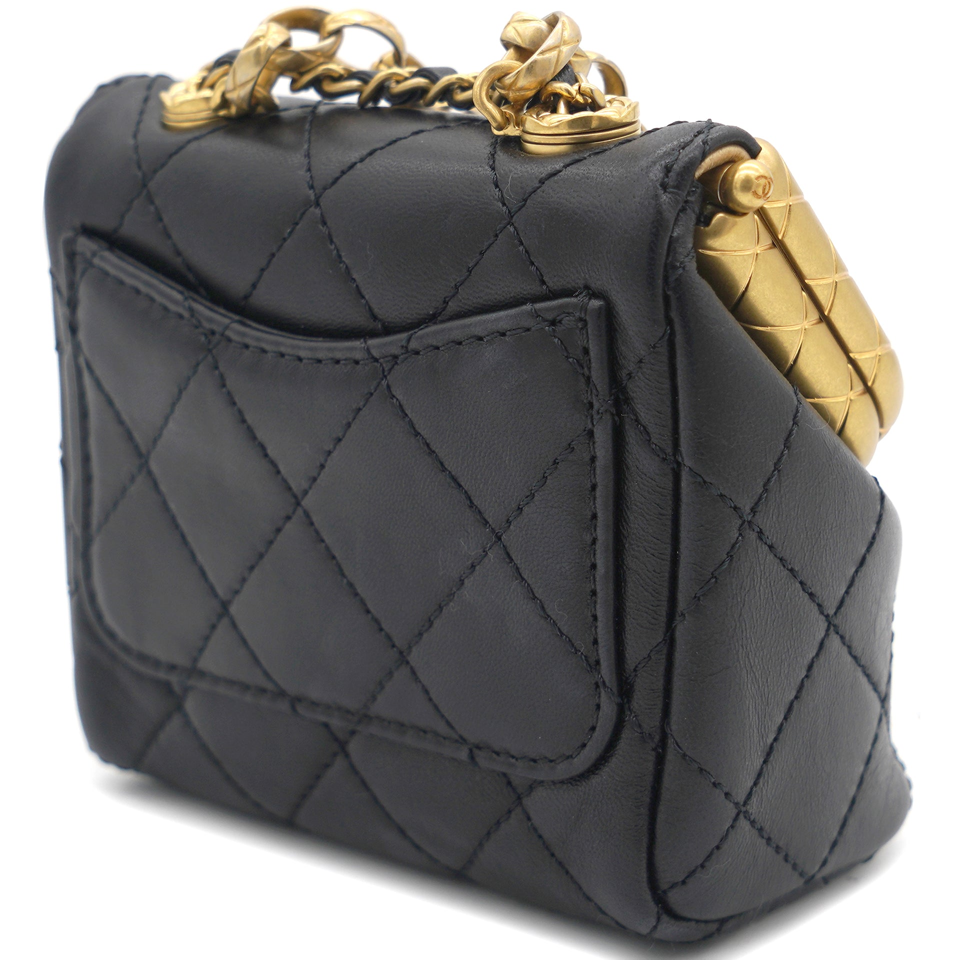 Chanel Kiss lock Clasp Bag Lambskin Black – STYLISHTOP