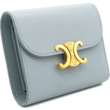 Small Flap Wallet in Blue Shiny Smooth Calfskin