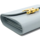 Small Flap Wallet in Blue Shiny Smooth Calfskin