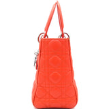 Orangey Red Cannage Leather Medium Lady Dior Tote