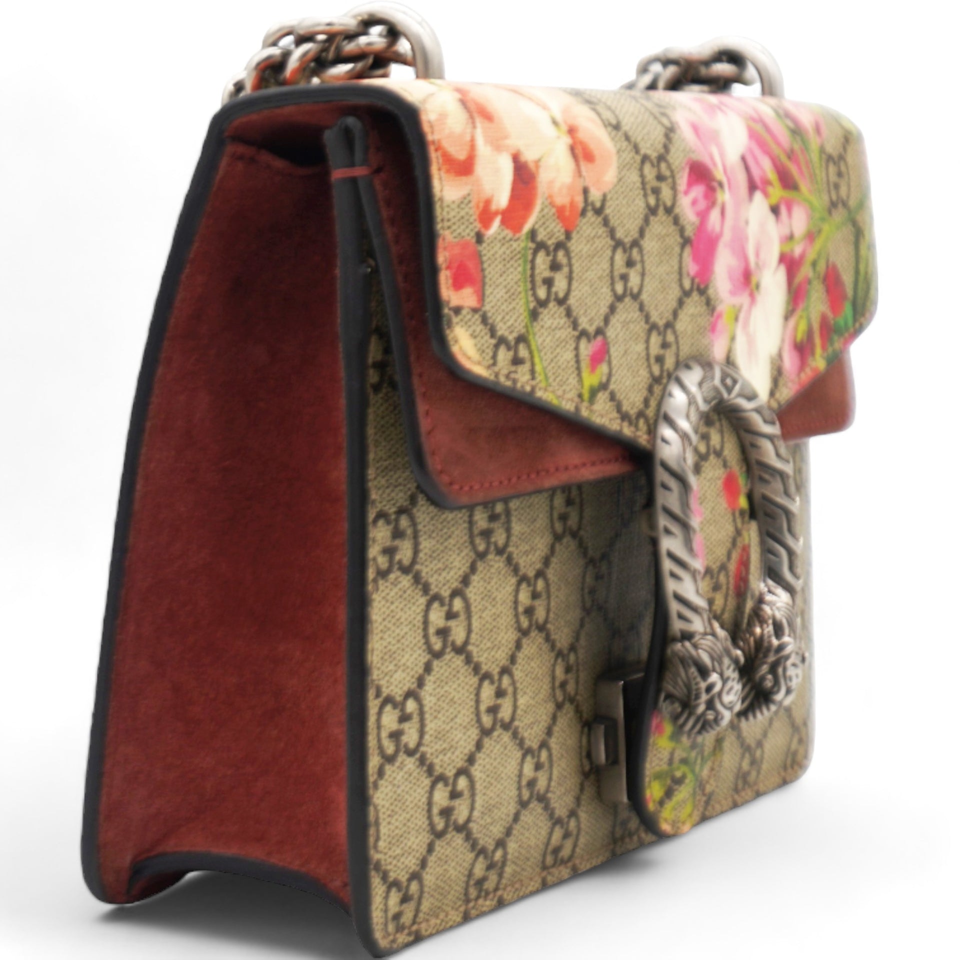 GUCCI GG Supreme Monogram Blooms Small Dionysus Shoulder Bag Beige