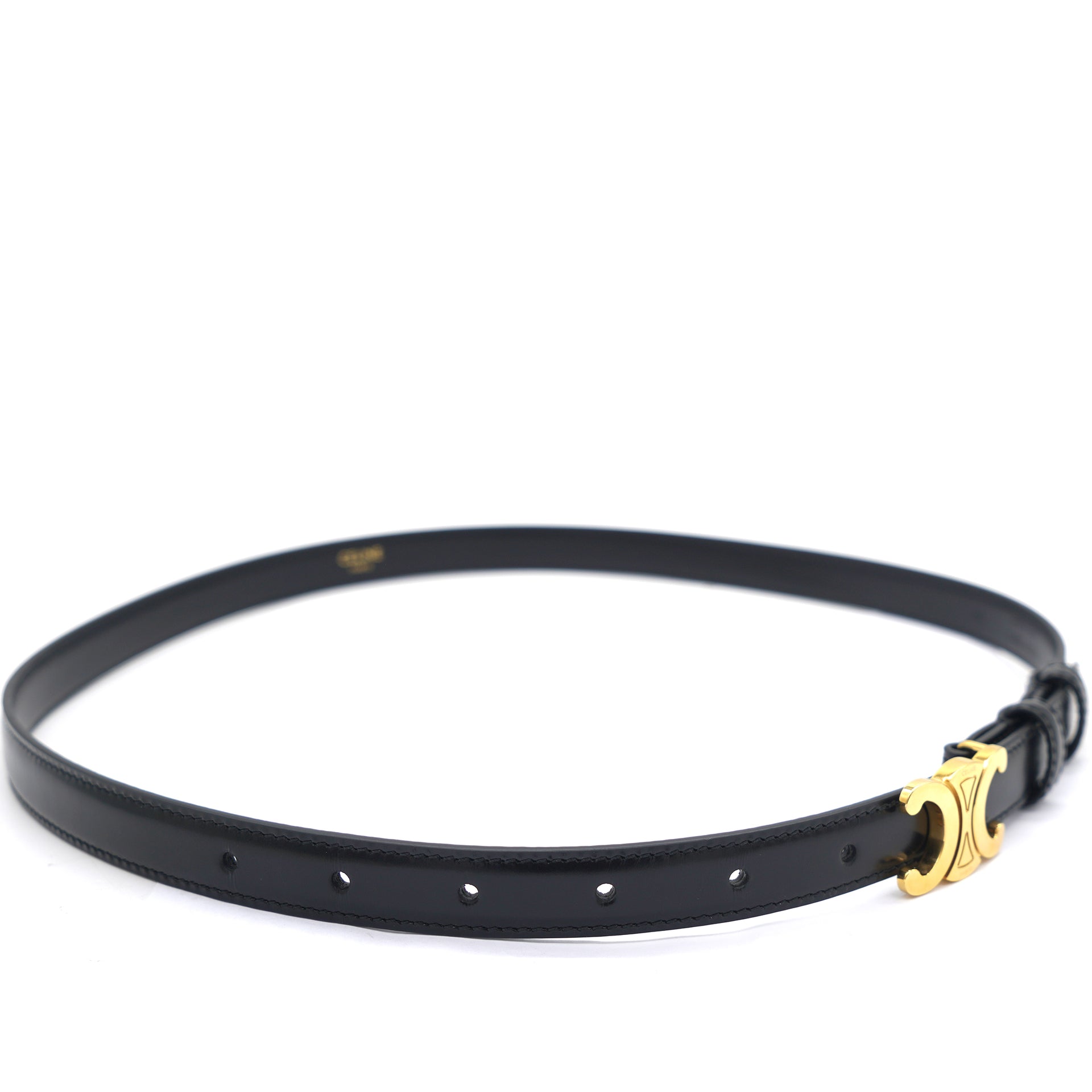 Small Triomphe Belt in Taurillon Leather Black 80