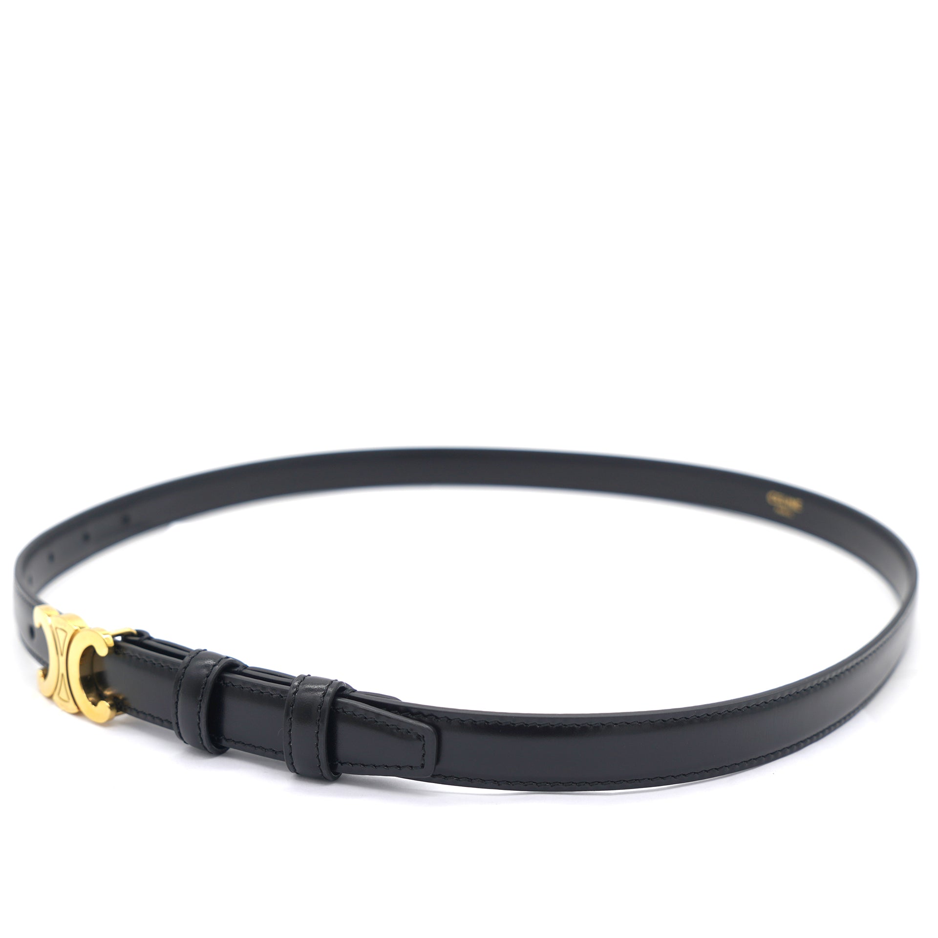 Small Triomphe Belt in Taurillon Leather Black 80