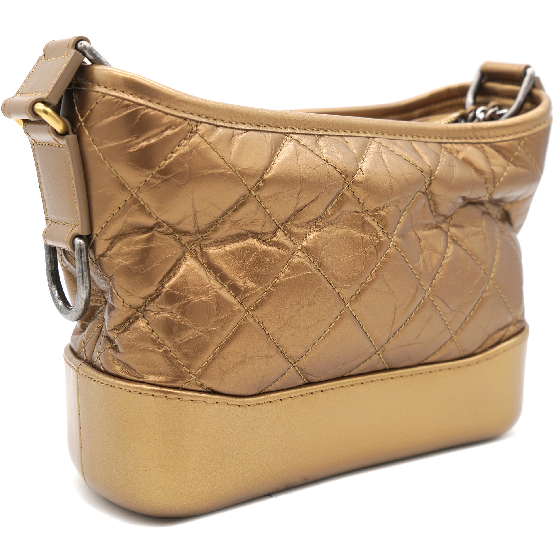 Aged Calfskin Quilted Small Gabrielle Hobo Bronze
