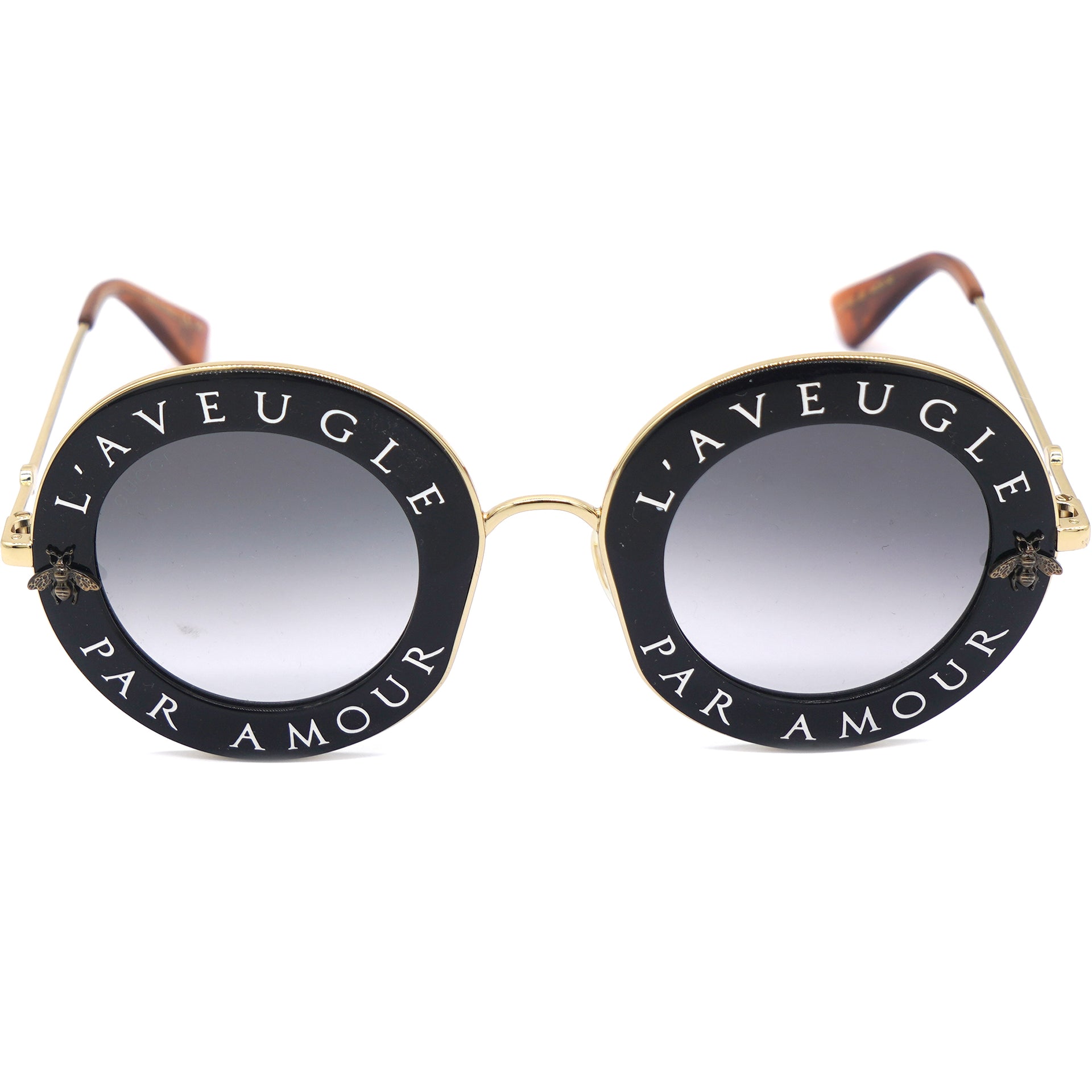 L’Aveugle Par Amour Black Resin GG0113/S Round Sunglasses