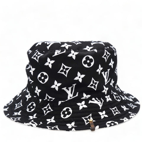 Monogram Nylon Reversible Bucket Hat Black White M