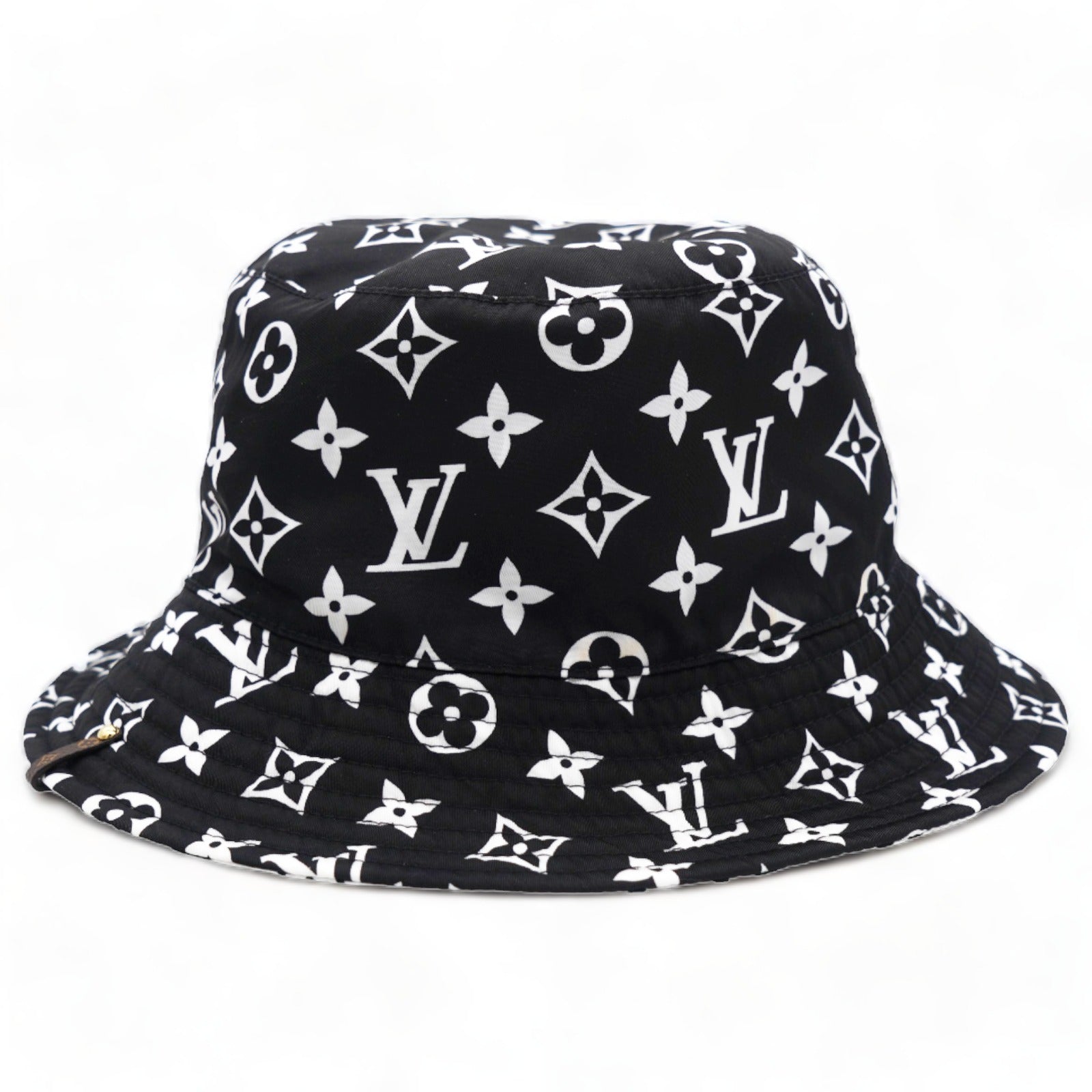 Monogram Nylon Reversible Bucket Hat Black White M