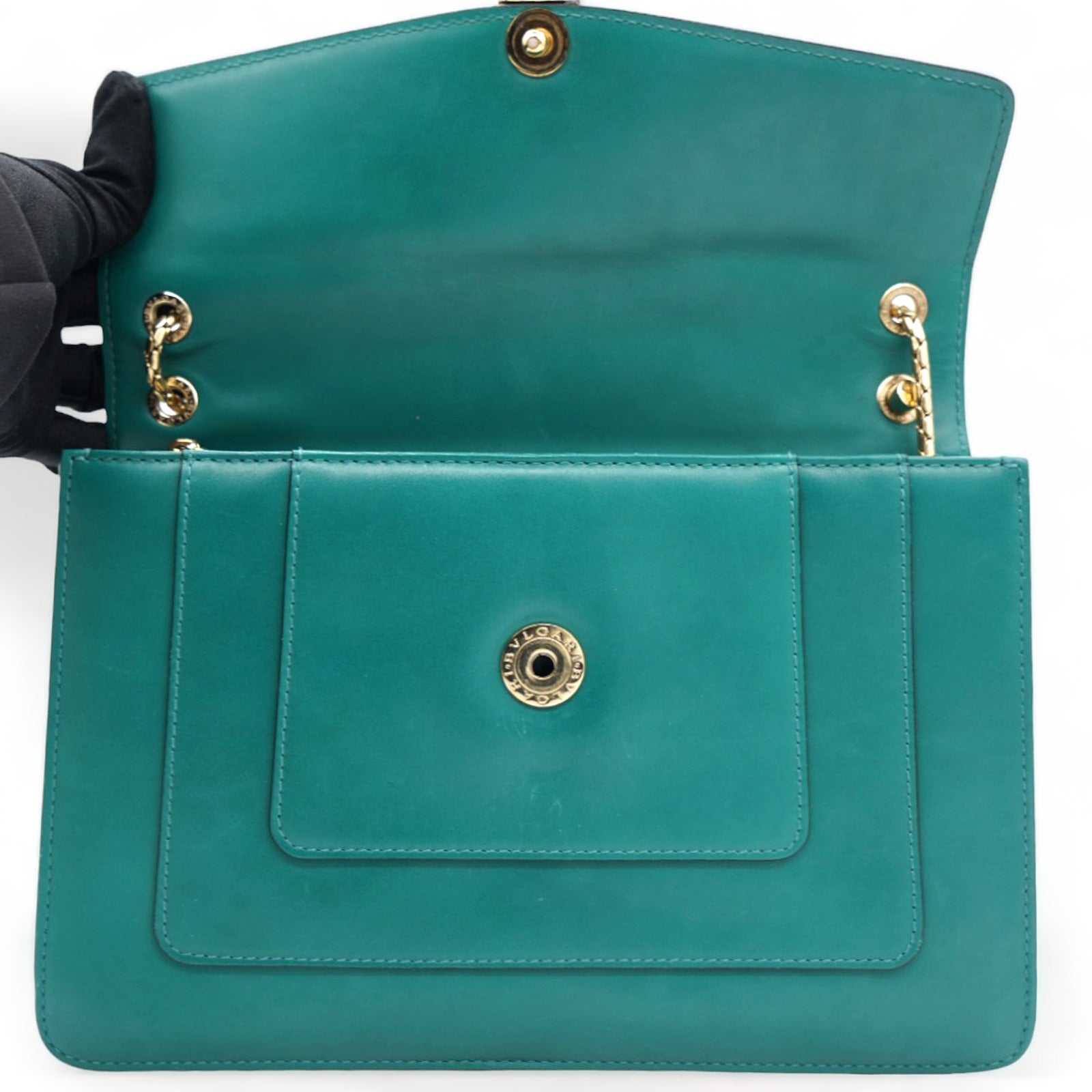 Leather Medium Serpenti Forever Flap Shoulder Bag Emerald