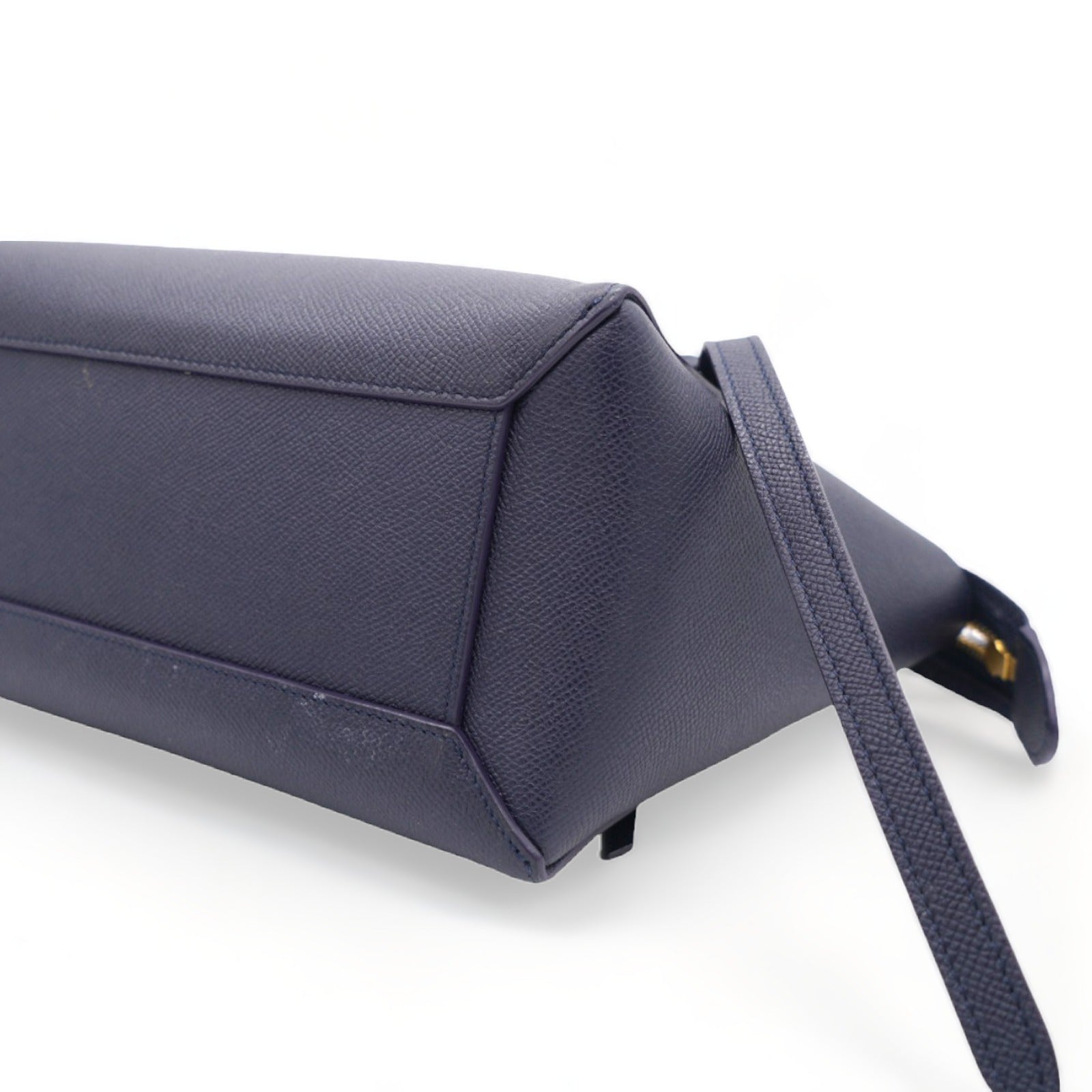 Leather Mini Belt Top Handle Bag Navy