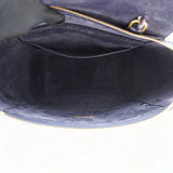 Leather Mini Belt Top Handle Bag Navy