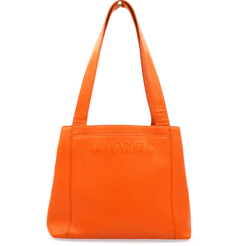 Caviar Logo Shoulder Bag Orange