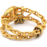 Double Chain Brushed Gold Ring Size 53