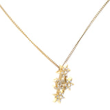 CC logo and Stars Faux Crystals Gold Tone Metal Pendant Necklace