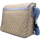 GG Beige/Light Blue Coated Canvas Star Diaper Messenger Bag