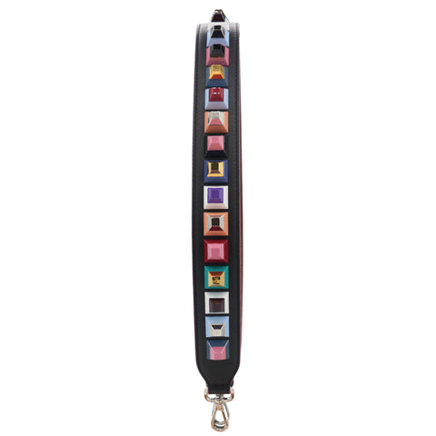 Vitello Dolce Plexiglass Bi-Color Studded Strap You Black Brownie Multicolor