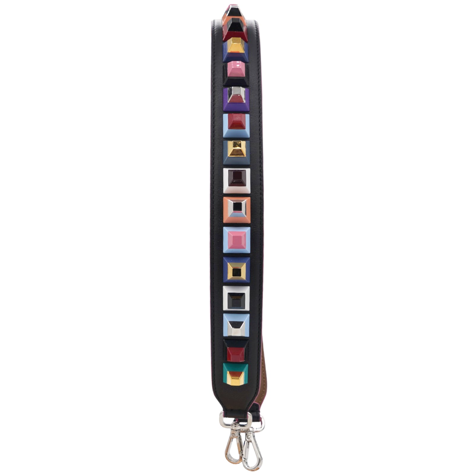 Vitello Dolce Plexiglass Bi-Color Studded Strap You Black Brownie Multicolor