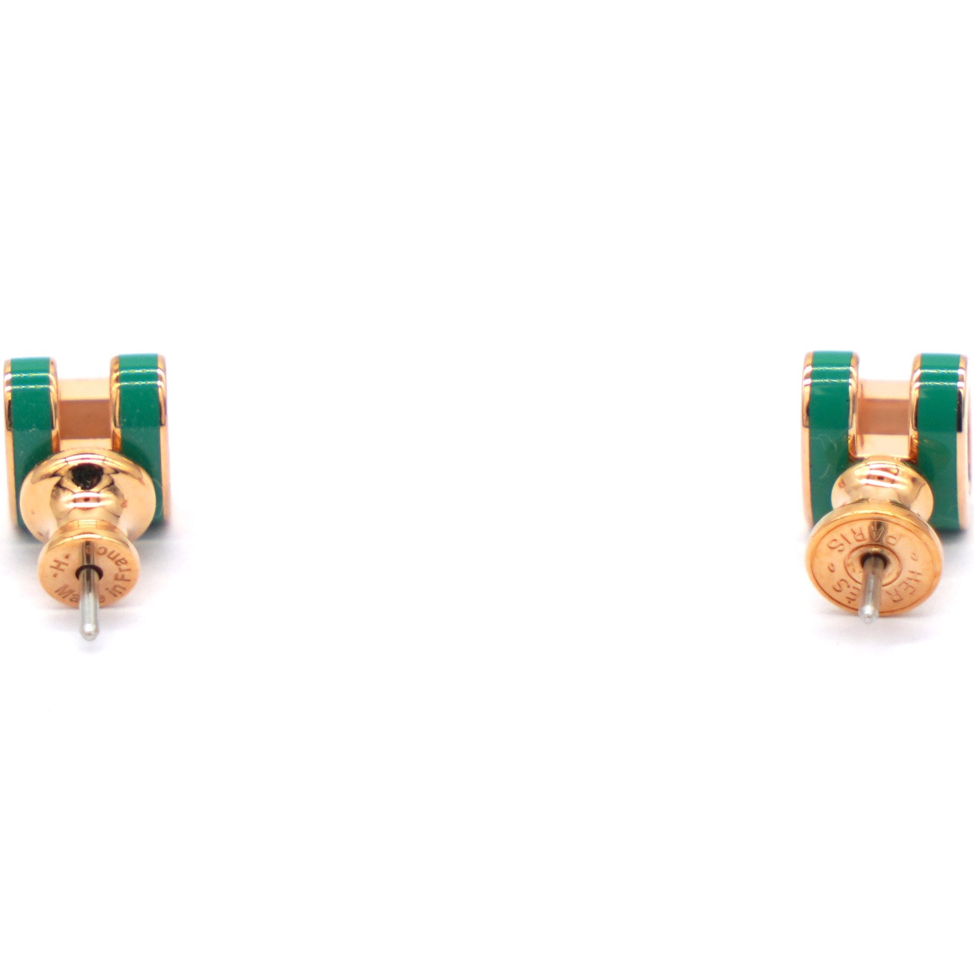 Lacquered Pop H Earrings Malachite Rose Gold