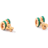 Lacquered Pop H Earrings Malachite Rose Gold