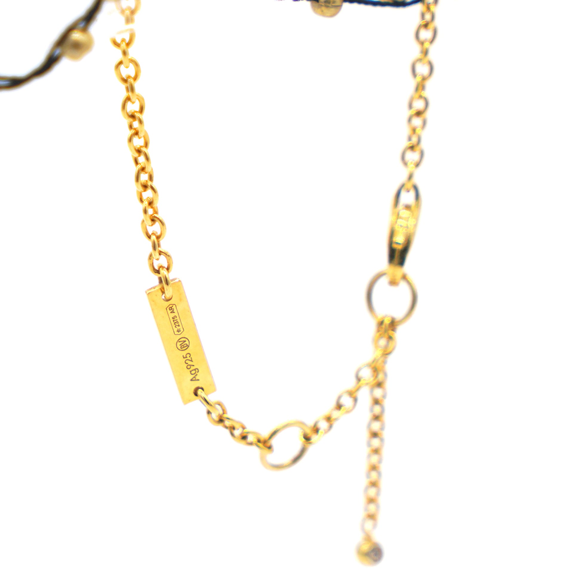 Black String Gold Chain Stone Pendant