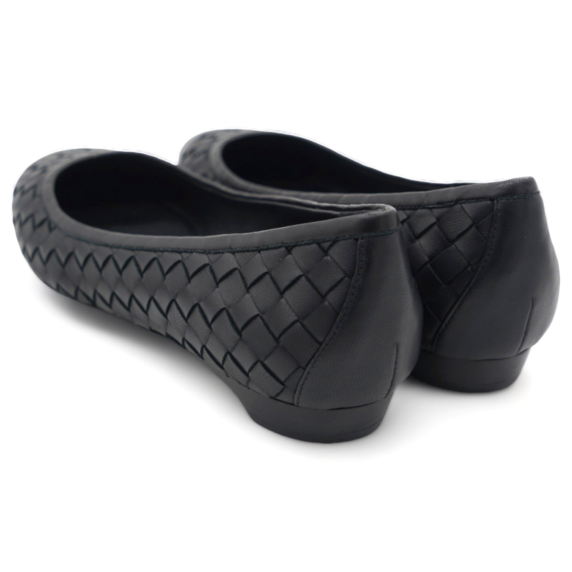 Black Intercciato Leather Ballet Flats 35.5