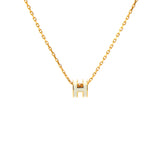 Pop H Mini Blanc Lacquer Yellow Gold-Plated Pendant