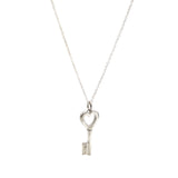 Sterling Silver Heart Key Pendant Necklace