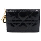 Patent Cannage Lady Dior Card Holder Black