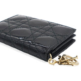 Patent Cannage Lady Dior Card Holder Black