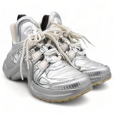 Metallic Calfskin Technical Nylon LV Archlight Sneakers Silver 36