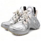 Metallic Calfskin Technical Nylon LV Archlight Sneakers Silver 36